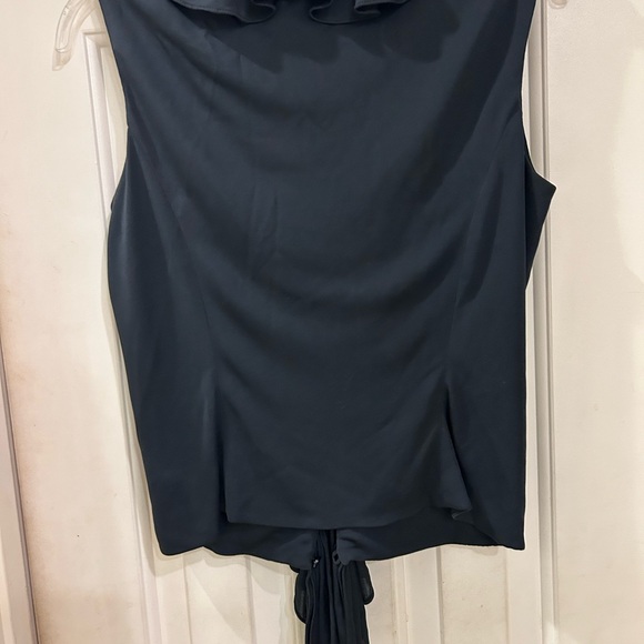 Douglas Hannant Ruffle Blouse, Sleeveless, Slightly Fitted Waist, Navy, Sz 4 - Picture 6 of 7